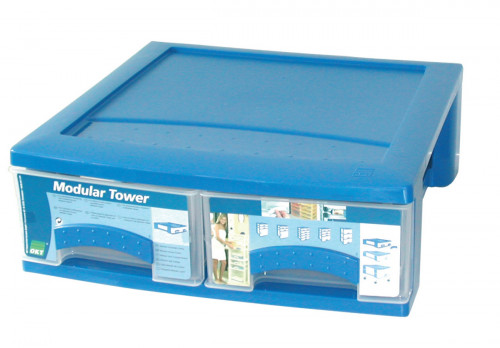 Bloc clear box Sans couvercle bleu plastique 40x39,5x14 cm parois pleines Plastorex