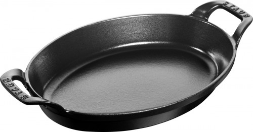 Plat empilable ovale noir fonte d'acier 28 cm Staub