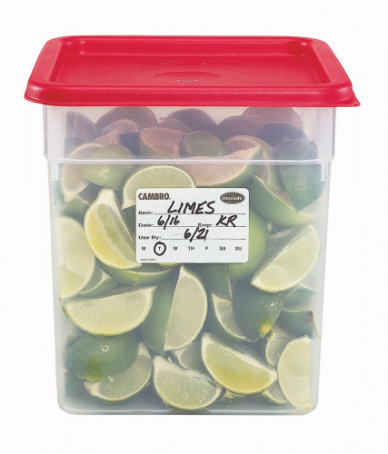 Boîte distributrice de 250 étiquettes de traçabilité alimentaire hydrosolubles papier 7,6x5 cm Non repositionnable Non décollable Storesafe Cambro (250 pièces)