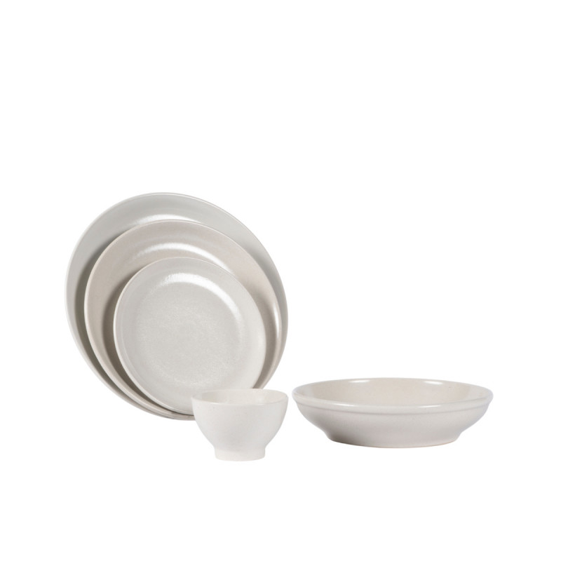 Assiette plate rond écru grès émaillé Ø 24 cm Gres Couleur Pro.mundi