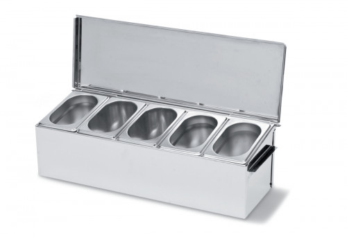 Boîte à ingrédients inox 57x19x18 cm Avec couvercle Zepe
