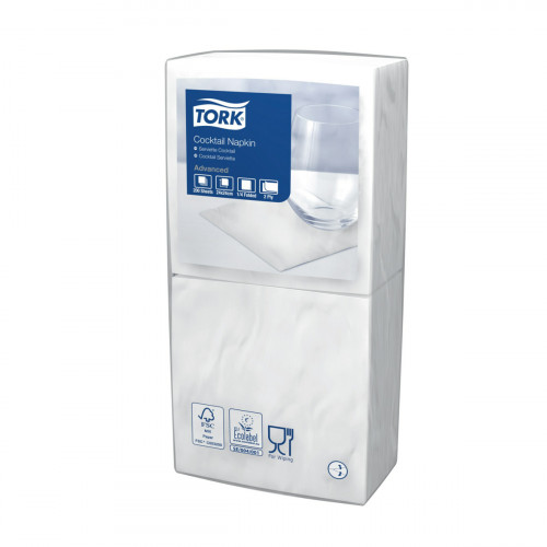 Serviette blanc ouate de cellulose 24x24 cm Tork (200 pièces)