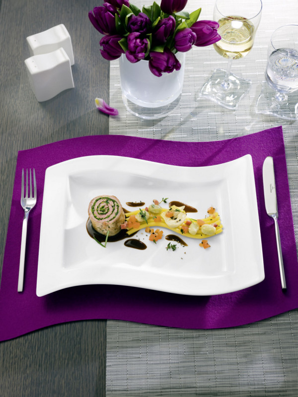 Assiette gourmet rectangulaire ivoire porcelaine vitrifiée 33x24 cm New Wave Villeroy & Boch