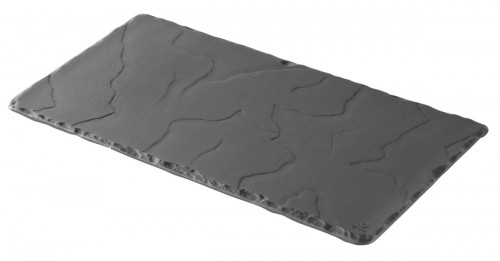 Assiette plate rectangulaire noir porcelaine culinaire 30x16 cm Basalt Revol