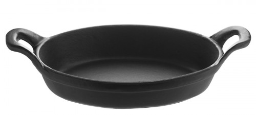 Plat empilable ovale noir fonte d'acier 21x15 cm