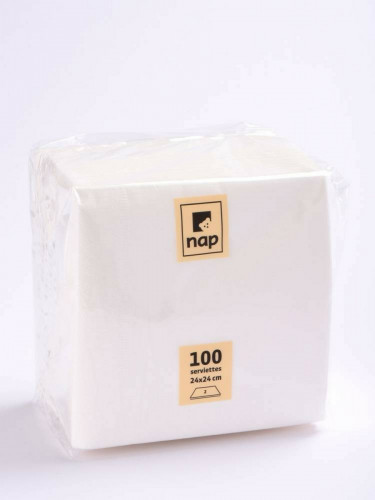 Serviette blanc ouate de cellulose 39x39 cm (100 pièces)