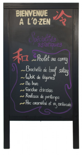 Chevalet de trottoir rectangulaire noir 125x69x56,5 cm Woody Securit