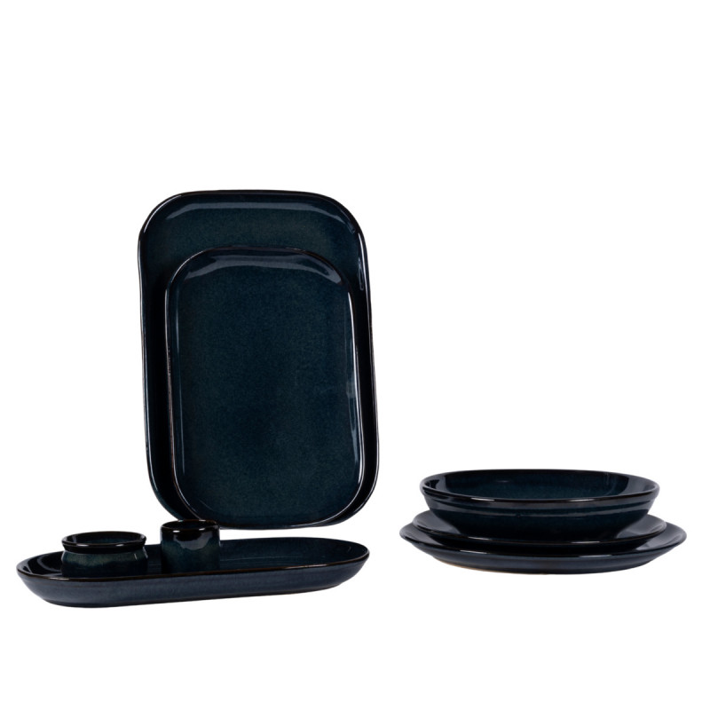 Assiette creuse rond bleu grès émaillé Ø 23 cm Gres Couleur Pro.mundi