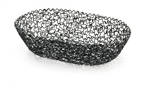 Corbeille ovale noir acier 22x14x5 cm Boucle Tablecraft
