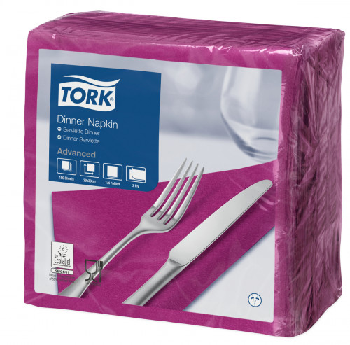 Serviette violet ouate de cellulose 39x39 cm Tork (150 pièces)