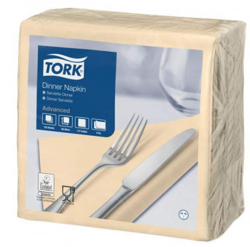 Serviette ivoire ouate de cellulose 39x39 cm Tork (150 pièces)