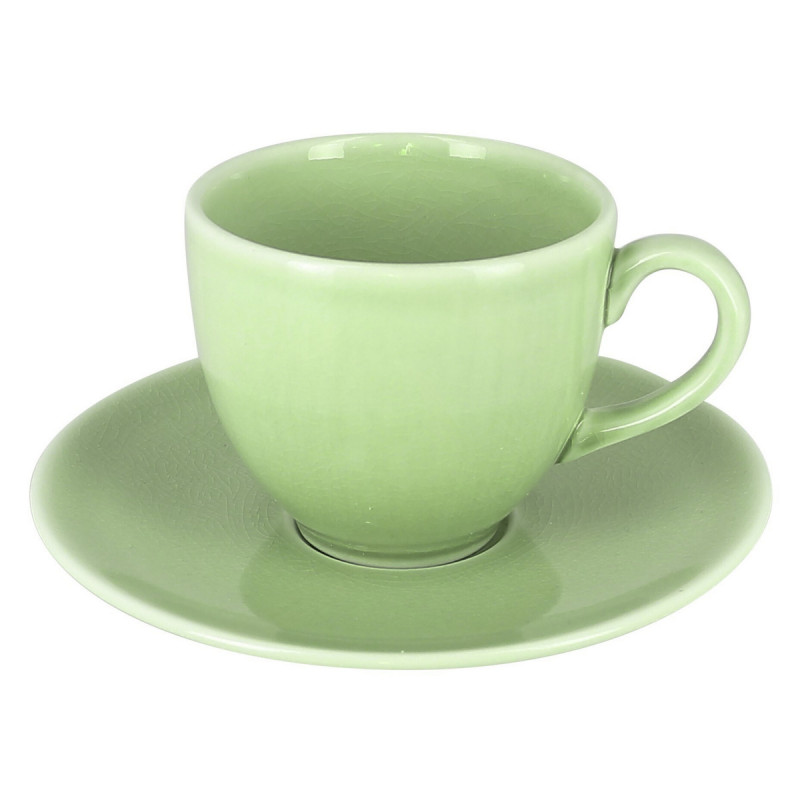 Sous-tasse à expresso rond vert porcelaine vitrifiée Ø 12,5 cm Vintage Rak