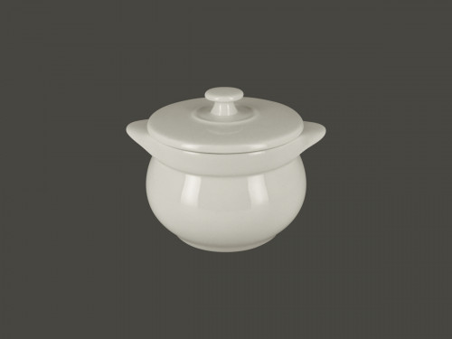 Soupière avec couvercle rond blanc porcelaine vitrifiée Ø 10,8 cm Chefs Fusion Rak