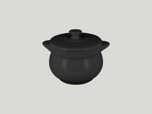 Soupière avec couvercle rond noir porcelaine vitrifiée Ø 10,8 cm Chefs Fusion Rak