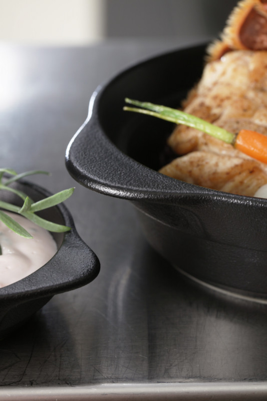 Couvercle pour cocotte rond gris porcelaine vitrifiée Ø 8,5 cm Chefs Fusion Rak