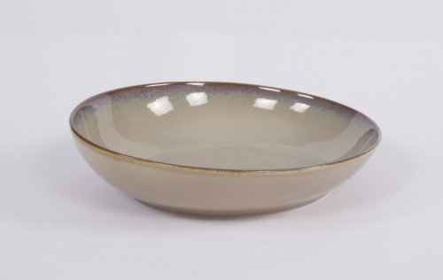 Assiette creuse surélevée rond beige porcelaine vitrifiée Ø 21 cm Splash Ariane