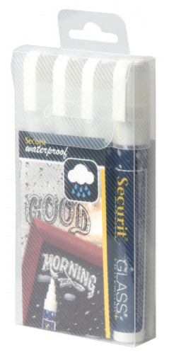 Feutres craie blanc waterproof blanc Securit (4 pièces)