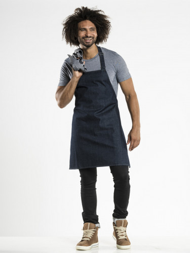 Tablier à bavette bleu Taille unique Chaud Devant