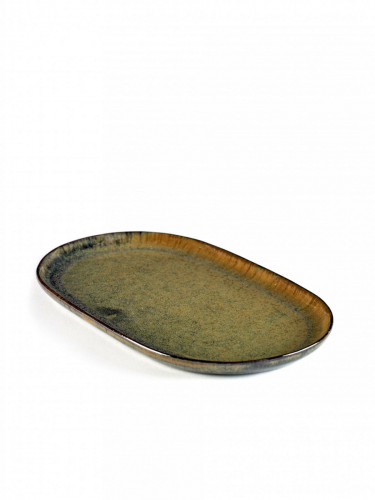Assiette plate ovale indi grey grès émaillé 25x15 cm Surface Serax
