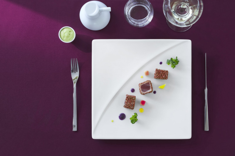 Assiette plate carré blanc porcelaine vitrifiée 12,5x12,5 cm Moon Rak