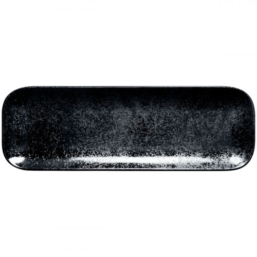 Assiette coupe plate rectangulaire noir porcelaine vitrifiée 33,2x10,8 cm Karbon Rak