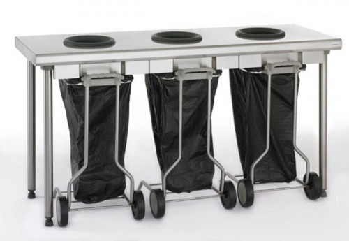 Table de pré-tri 3 trous inox 170x60x90 cm Sans dosseret Sans étagère Tournus