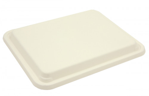 Couvercle pour plateau-repas rectangulaire blanc bagasse 31x25x3,3 cm Be Pulp (50 pièces)