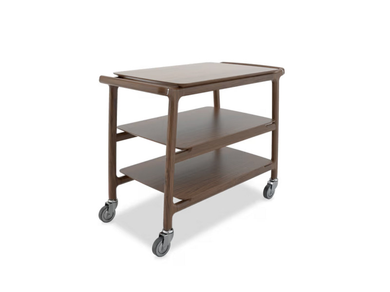 Chariot de service 3 plateaux noyer bois Arianna Rocam
