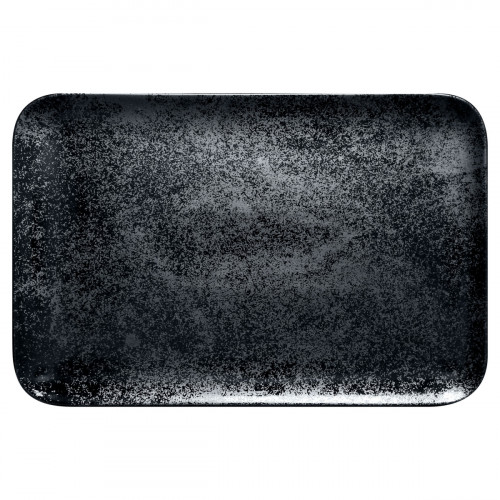 Assiette coupe plate rectangulaire noir porcelaine vitrifiée 33,4x20 cm Karbon Rak