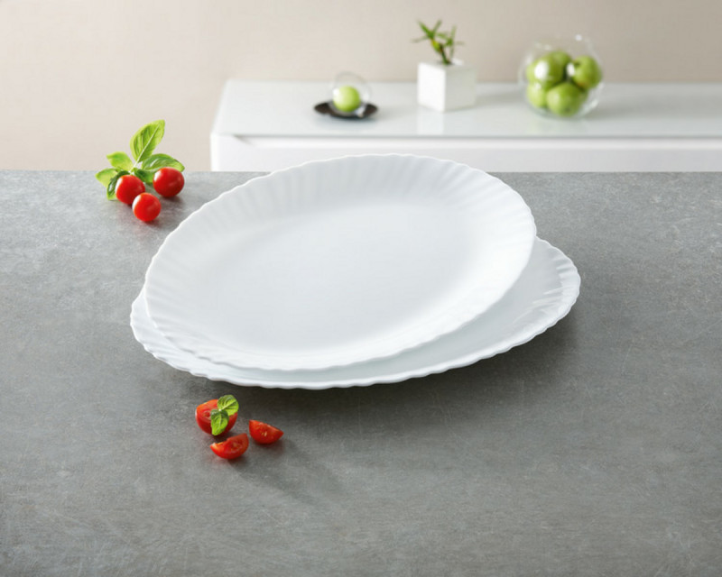 Plat ovale blanc verre opal 33 cm Feston Luminarc