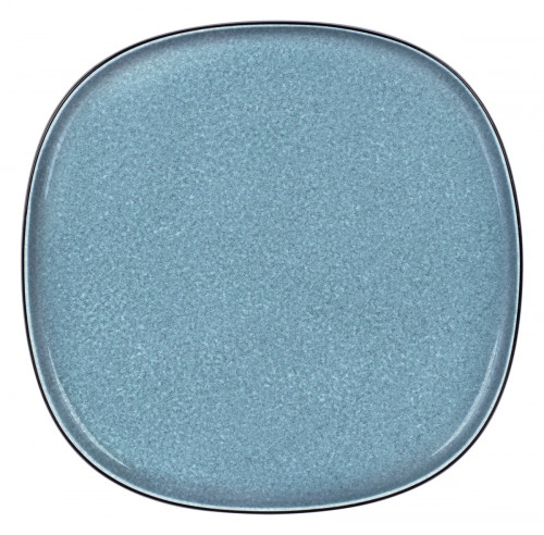 Assiette coupe plate carré bleu porcelaine vitrifiée 30x30 cm Ikon Astera