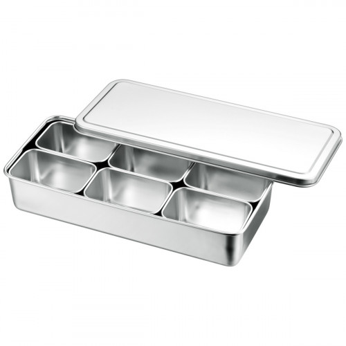 Bac 6 mini boites japonaises inox 32,8x14,8x6,3 cm Avec couvercle L.tellier