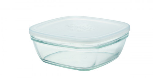 Boîte avec couvercle carré transparent verre trempé 20,2 cm Freshbox Duralex