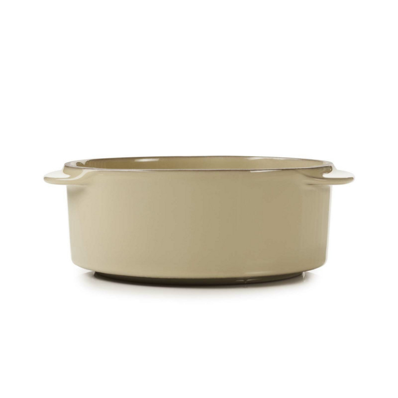 Cocotte sans couvercle rond beige porcelaine culinaire Ø 12 cm Caractere Revol