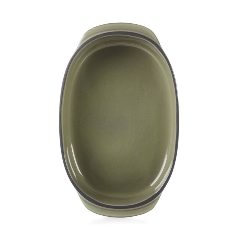 Plat ovale vert porcelaine culinaire 19 cm Caractere Revol