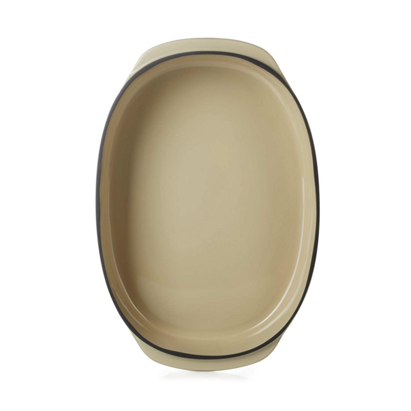 Plat ovale beige porcelaine culinaire 34 cm Caractere Revol