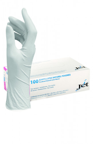 Gants latex poudrés transparent M (100 pièces)
