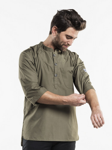 Veste homme manches longues vert S Bujutsu Chaud Devant