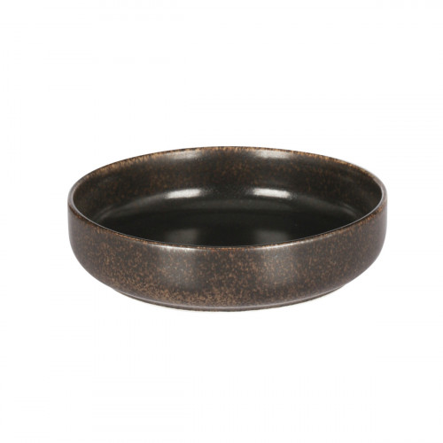 Assiette à bord droit rond brun porcelaine Ø 20 cm Airain Astera