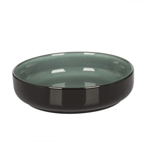 Assiette à bord droit rond vert de gris porcelaine vitrifiée Ø 20 cm Javeil Velvet Astera