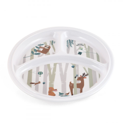 Assiette à compartiments rond blanc mélamine Ø 21,5 cm Plastorex