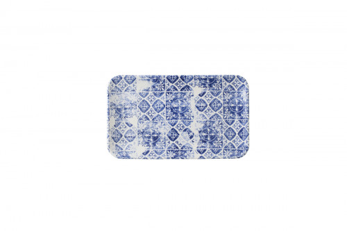 Assiette organique bleu porcelaine vitrifiée 27x16 cm Porto Dudson