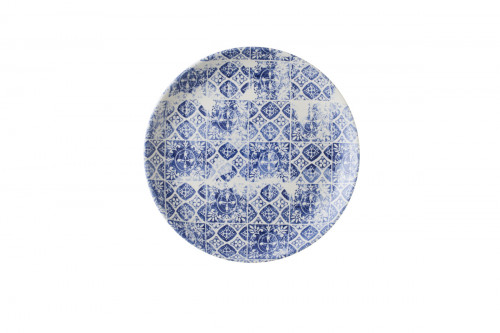 Assiette coupe plate rond bleu porcelaine vitrifiée Ø 28,8 cm Porto Dudson