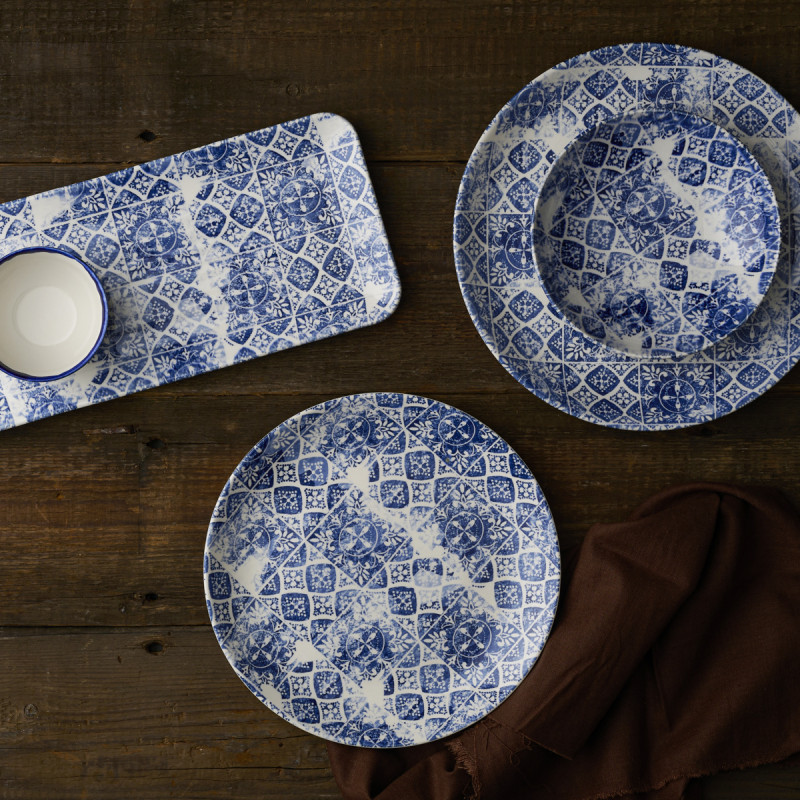 Assiette coupe plate rond bleu porcelaine Ø 16,5 cm Porto Dudson