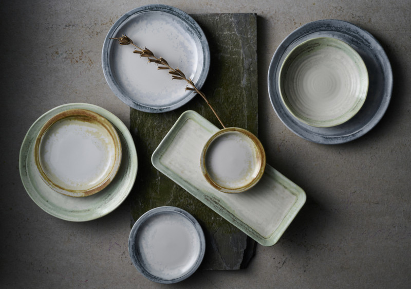 Assiette creuse organique vert porcelaine vitrifiée Ø 25 cm Finca Flint Dudson