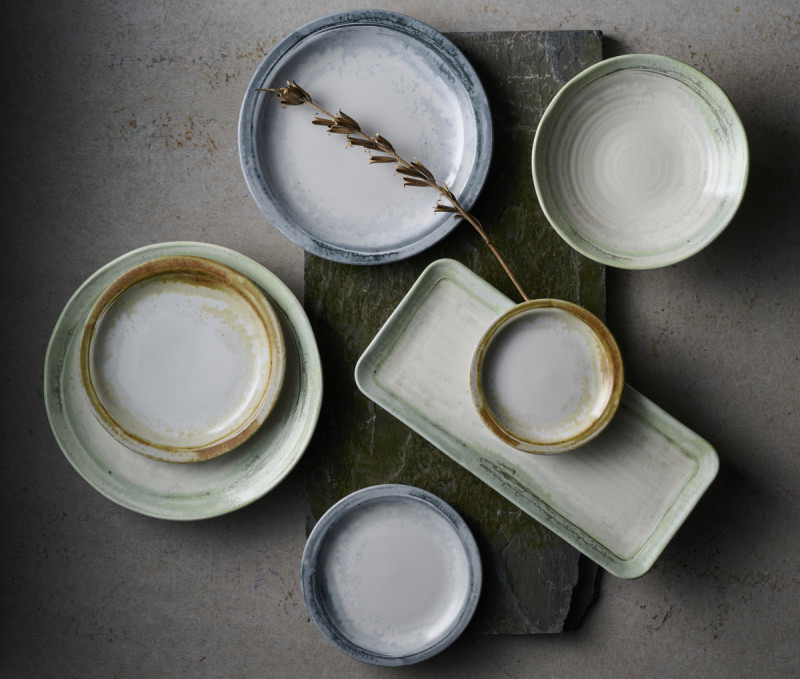 Assiette organique vert porcelaine vitrifiée 27x16 cm Finca Flint Dudson