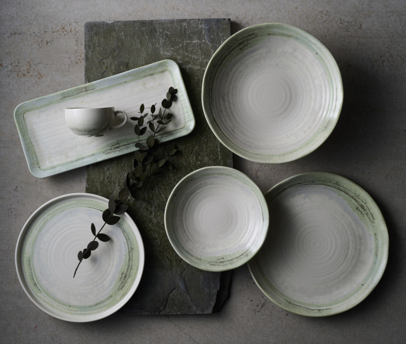 Assiette organique vert porcelaine vitrifiée 27x16 cm Finca Flint Dudson