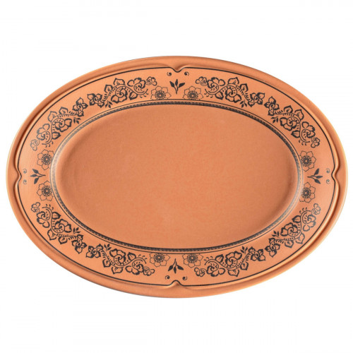 Assiette plate ovale Tero Décor Alexandria porcelaine 22x14,1 cm Earth Rak
