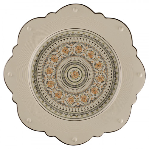 Assiette plate octogonal Argila Décor Genoa porcelaine Ø 33,1 cm Earth Rak