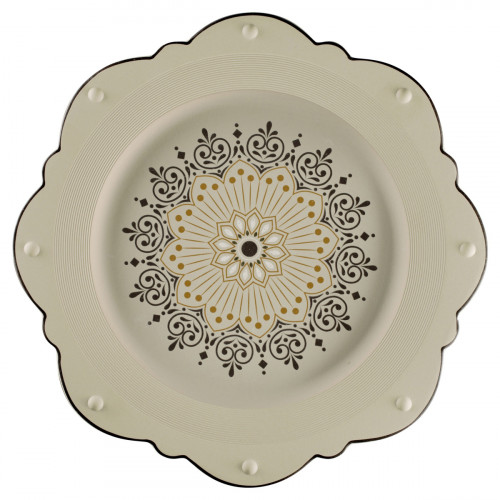 Assiette plate octogonal Argila Décor Cartagena porcelaine Ø 33,1 cm Earth Rak
